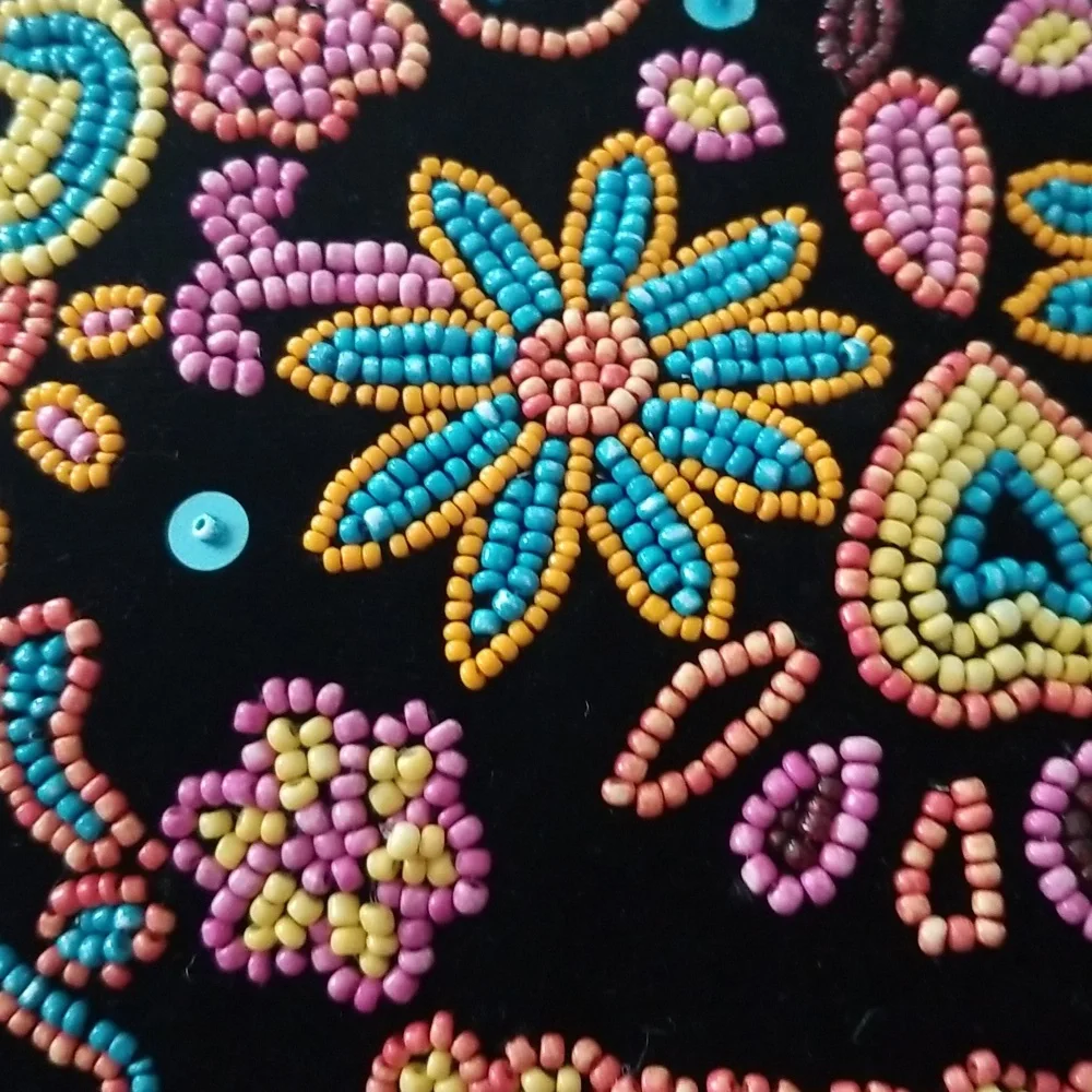 Black Velvet Beaded Sugar Skull Day of the Dead Accent Pillow